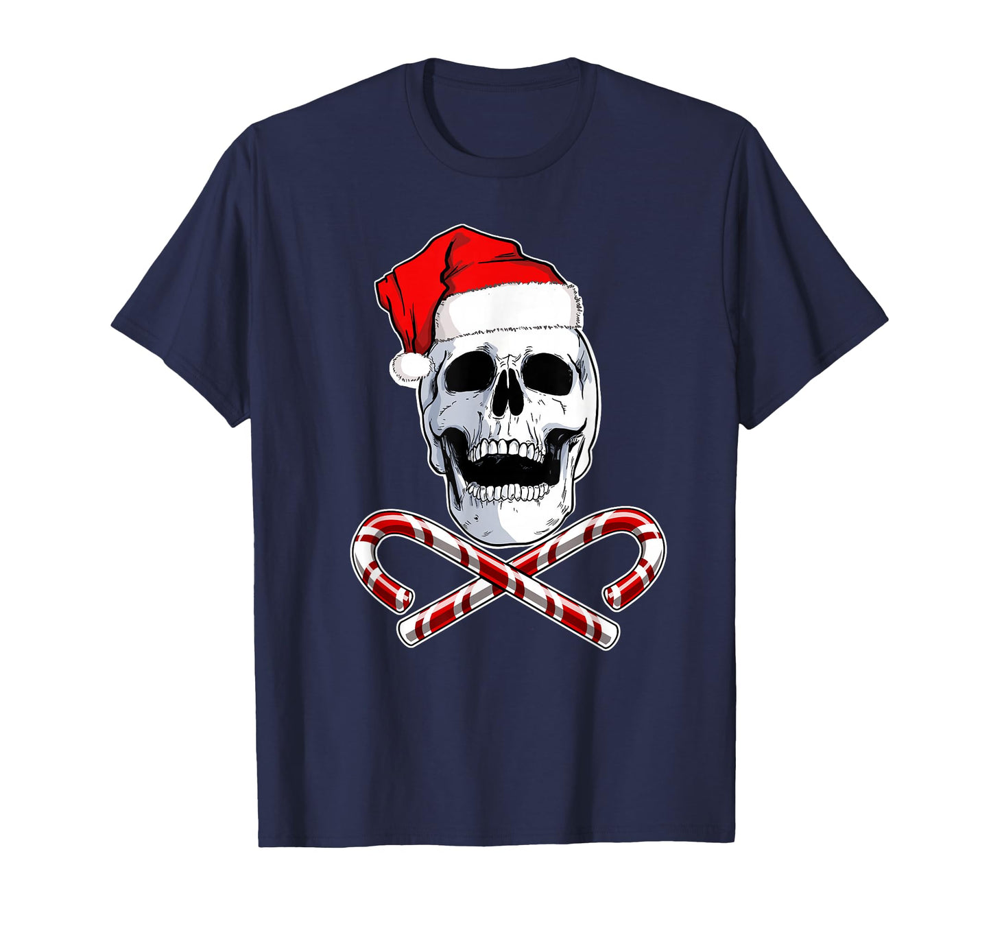 Santa Skull and Crossbones Metal Christmas T-Shirt