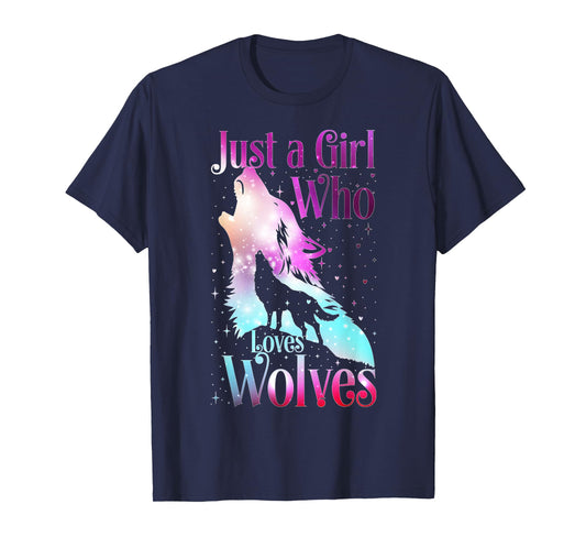 Just a Girl Who Loves Wolves Wolf Lover Women And Girls T-Shirt
