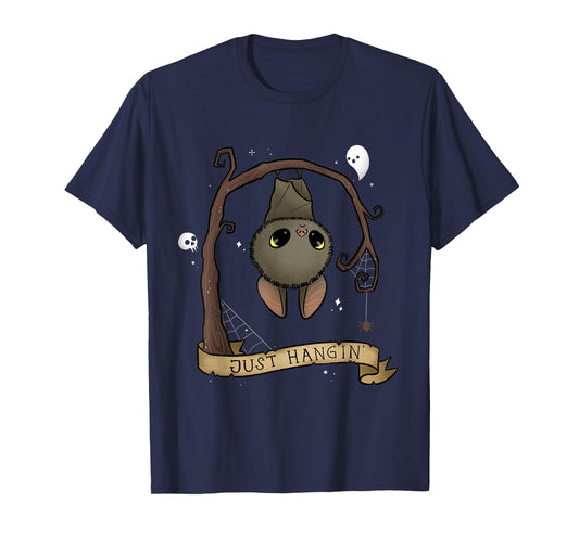 Just Hangin Halloween Cute Hanging Bat Spooky Adorable T-Shirt