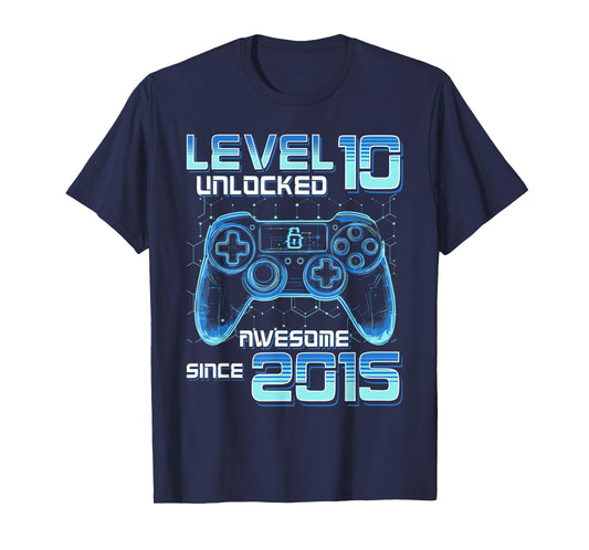 Level 10 Unlocked Video Game Party 10th Birthday Gamer Boys T-Shirt