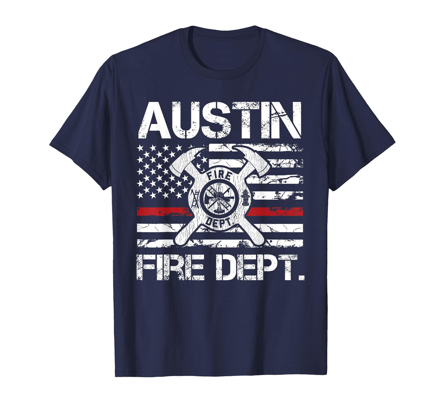 Austin Texas Fire Department Thin Red Line Logo T-Shirt
