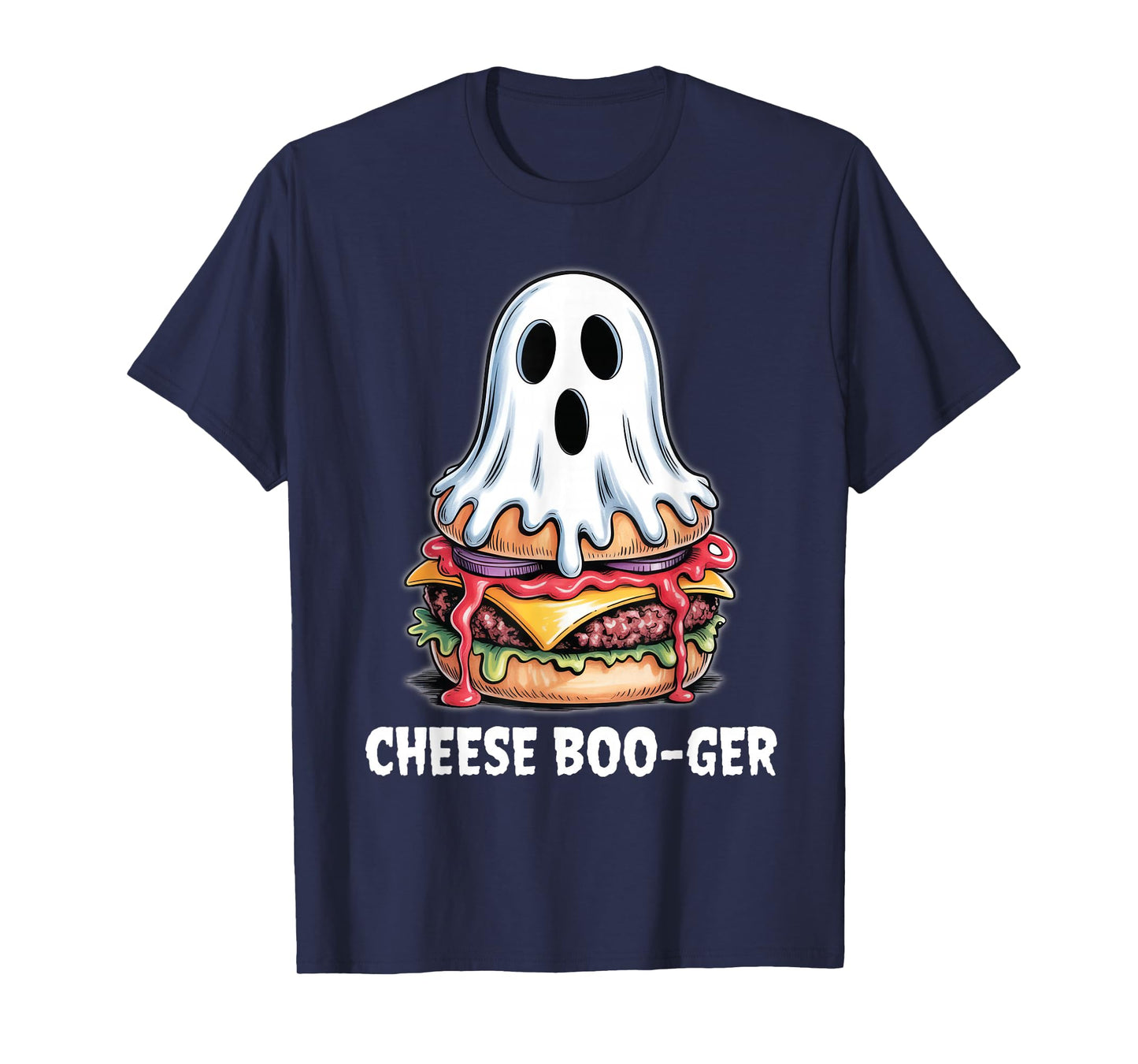 Cheese Boo-Ger Funny Ghost Cheeseburger Food Pun Halloween T-Shirt