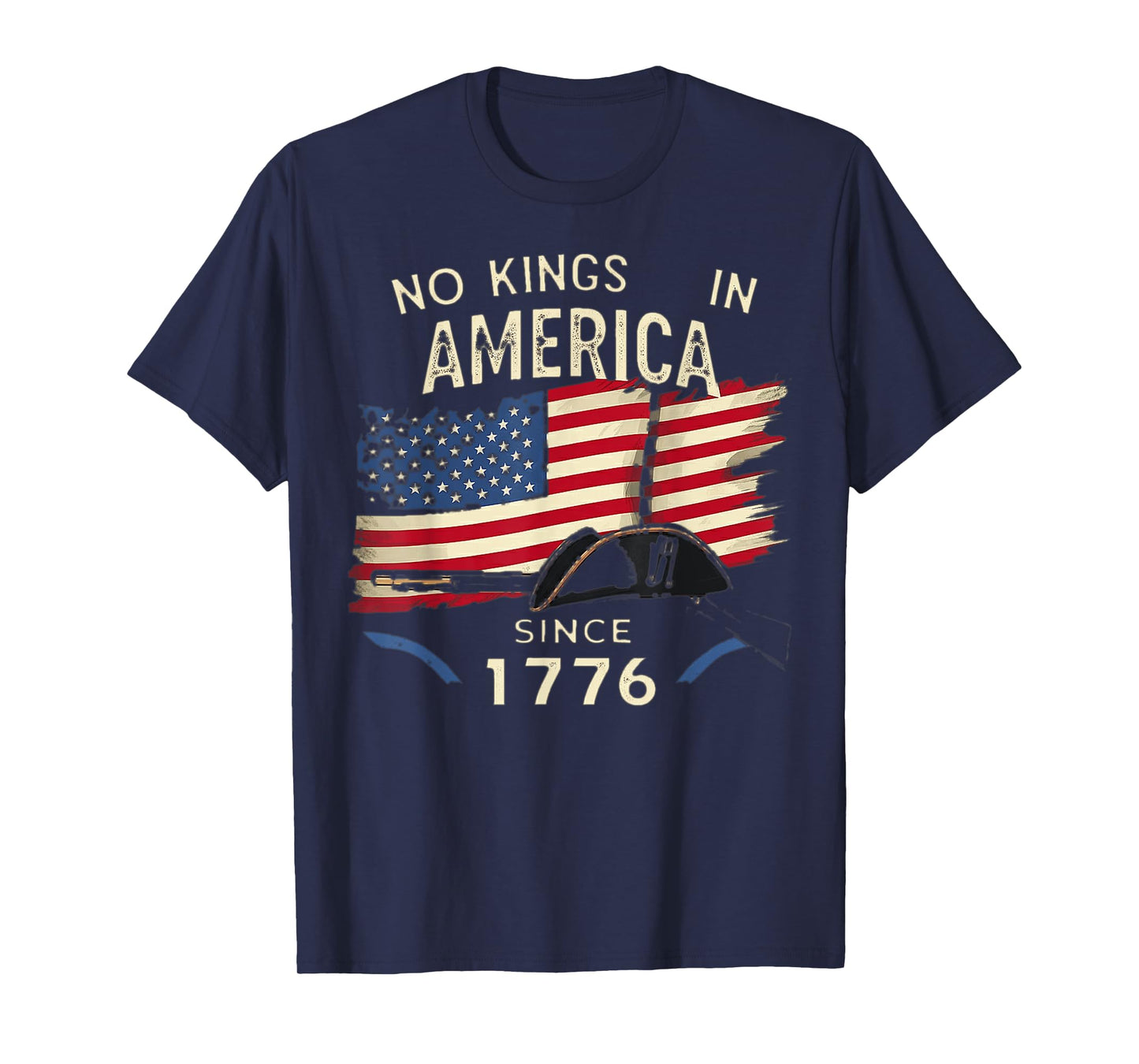No Kings in America Since 1776 Patriotic USA Flag T-Shirt
