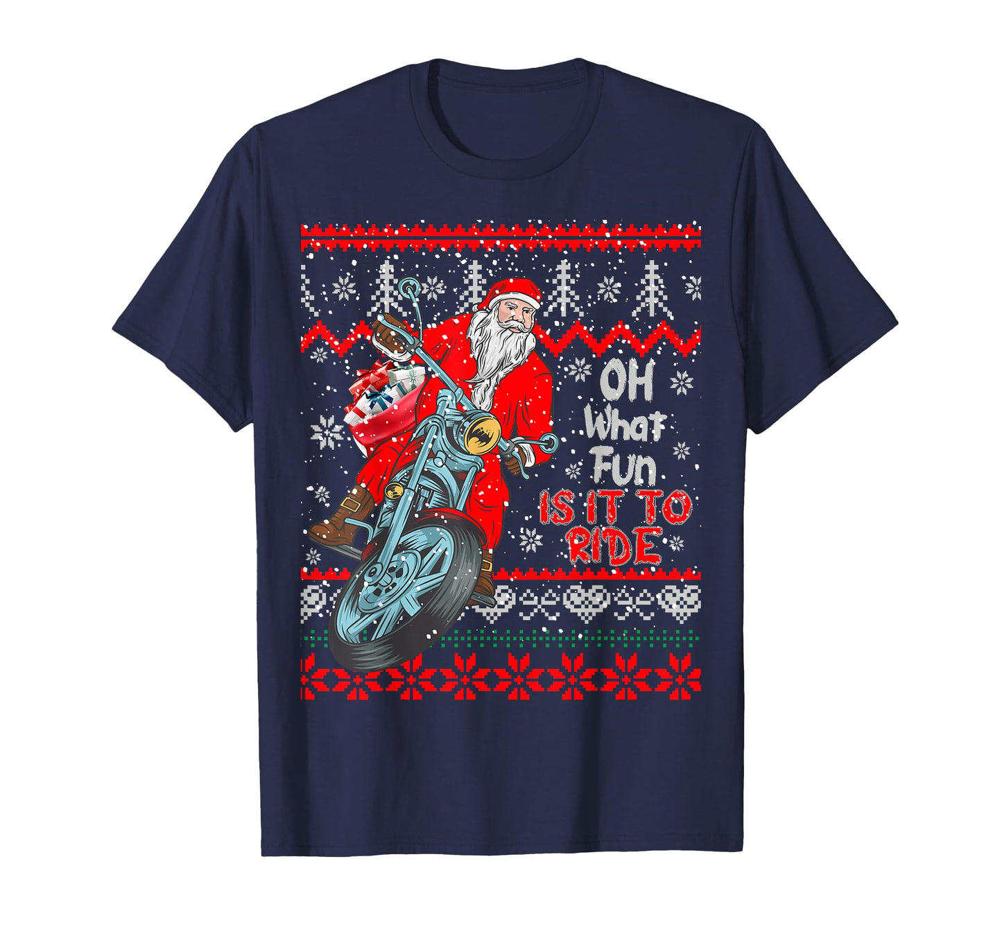 "Biker Santa" Motorcycle Ugly Christmas Sweater T-Shirt