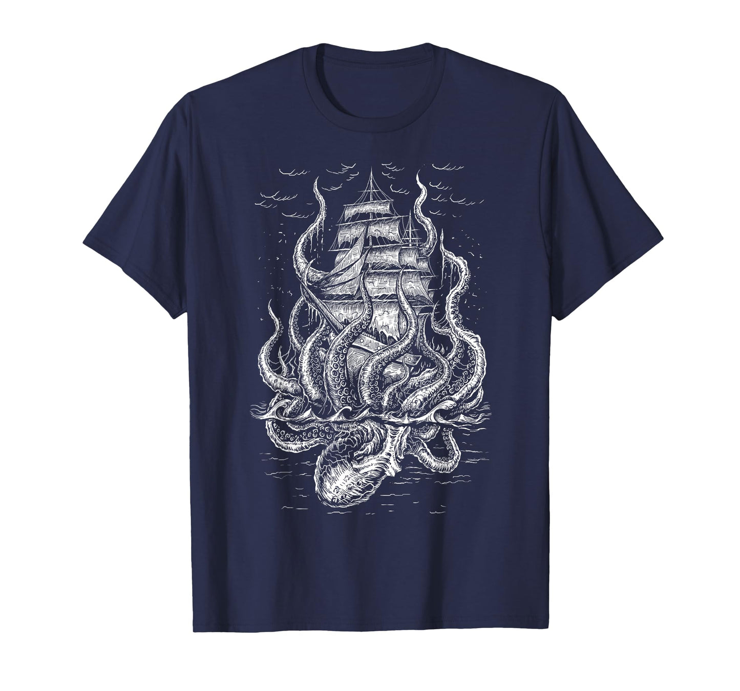Call of the Kraken - Octopus with Pirateship T-Shirt