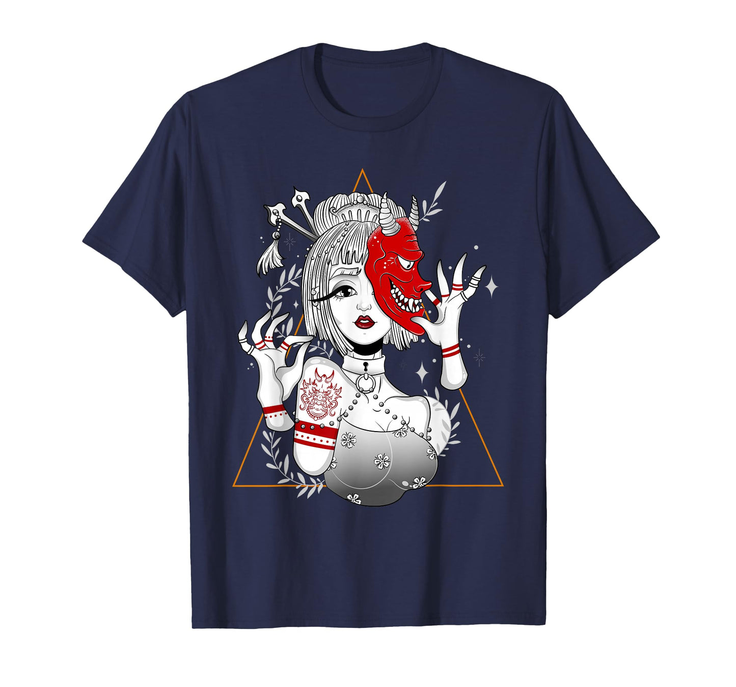 Japanese Demon Culture Samurai Geisha Girl Hannya Gift Tee T-Shirt
