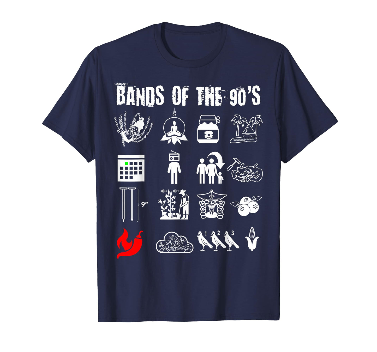 Funny Nerdy Iconic Alternative Rock Bands of The 90s White T-Shirt