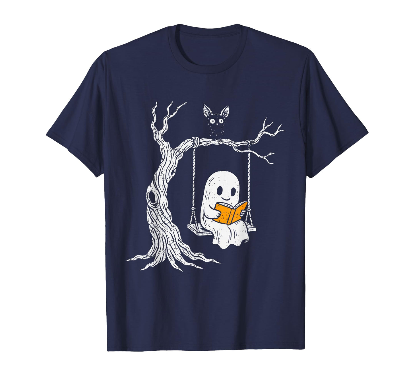 Ghost Reading Book Halloween Librarian Teacher Book Lover T-Shirt