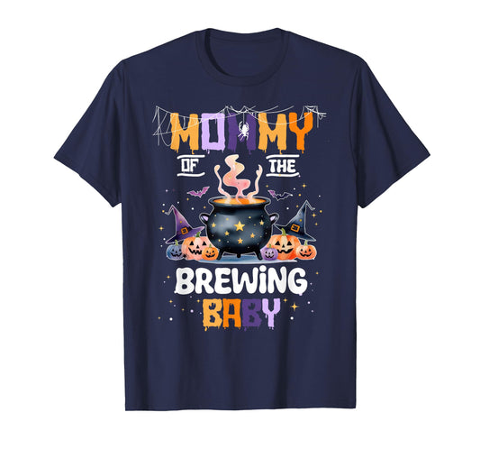 Mommy of The Brewing Baby Boo Ghost Halloween Baby Shower T-Shirt