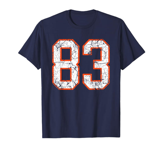 Orange and White Sports Number 83 Jersey Uniform Player Fan T-Shirt