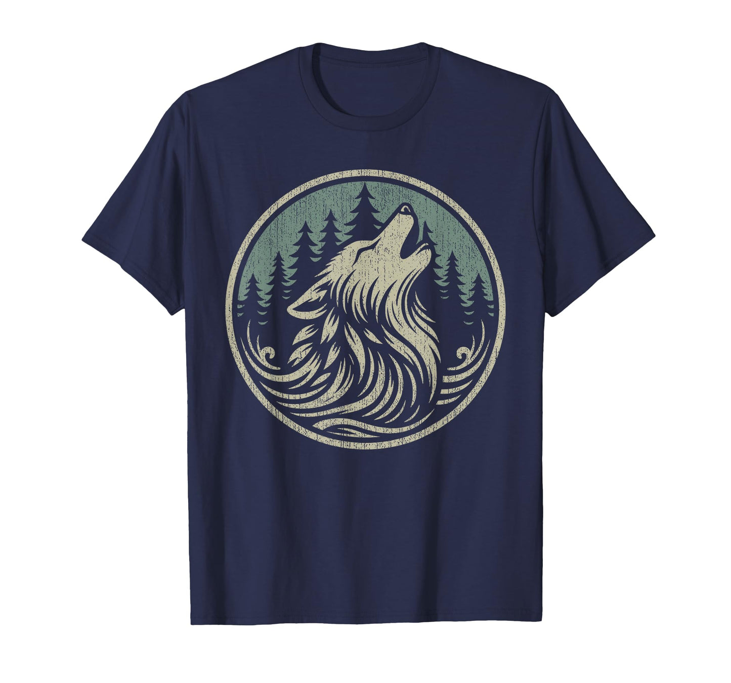 Nature Camping Vintage Forest Wildlife Wolf Outdoor Graphic T-Shirt