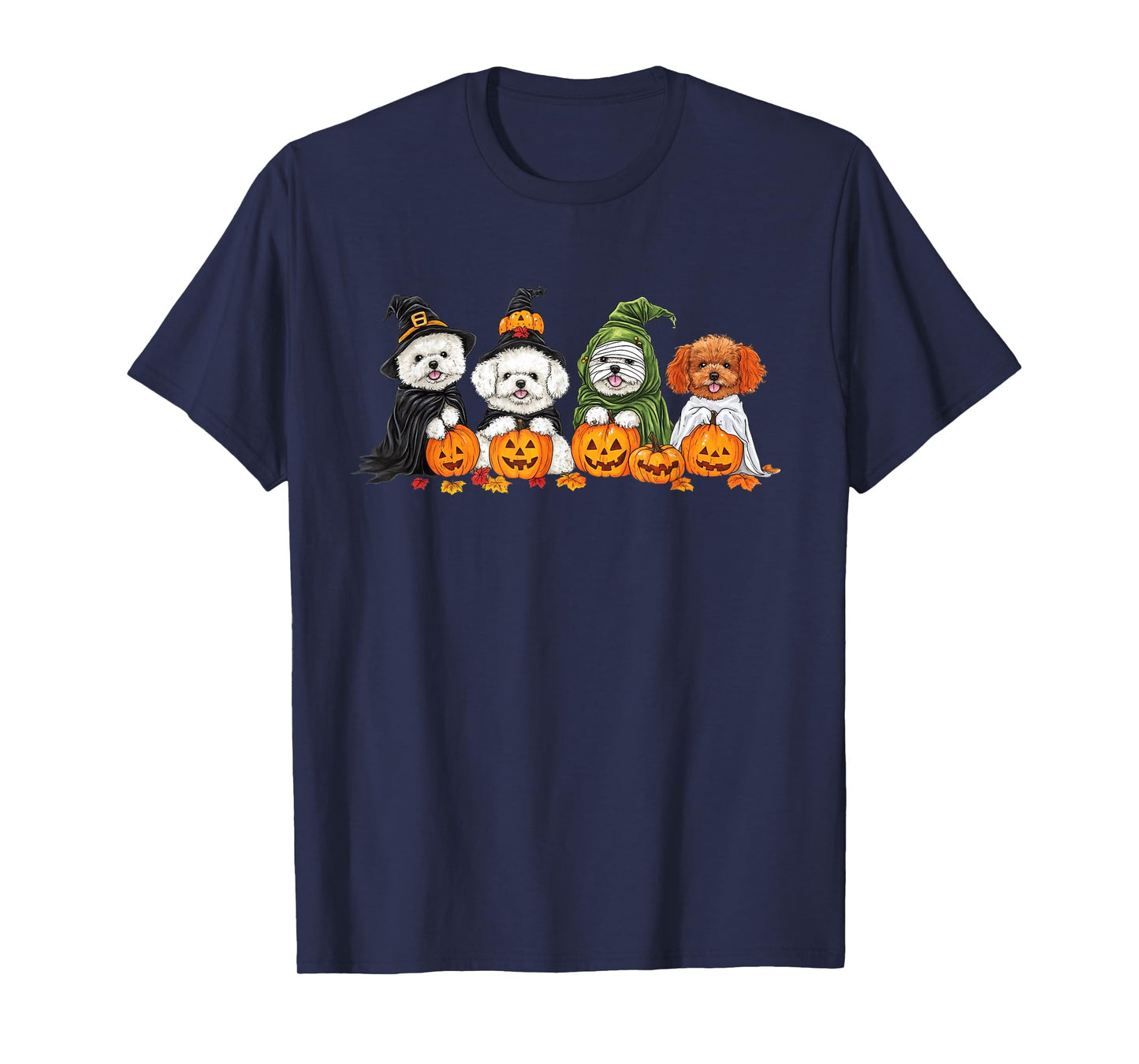 Cute Fall Bichon Frise Dog Owner Halloween T-Shirt