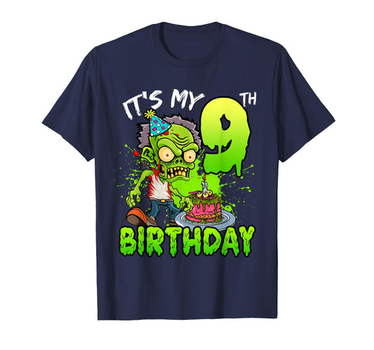 It's My 9th Birthday Zombie Lover 9 Year Old Boys Girls T-Shirt