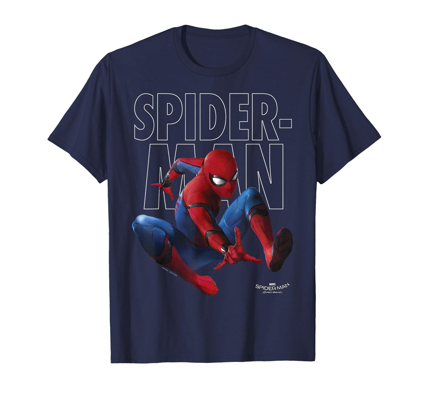 Marvel Spider-Man Homecoming Outlined Epic Jump Pose T-Shirt Small