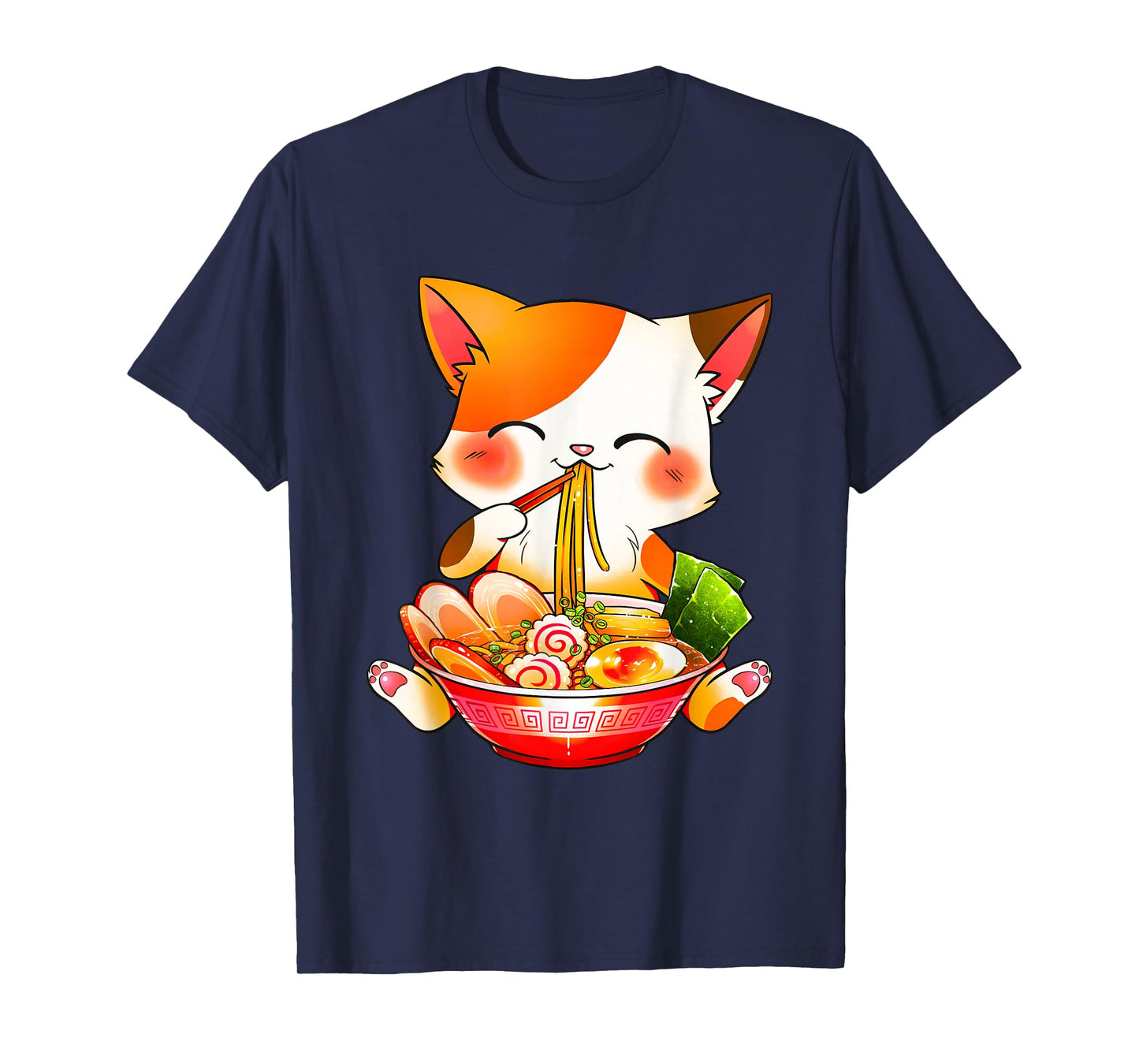 Ramen Cat Neko Anime Kawaii Japanese Merch Gifts Women Girls T-Shirt Small