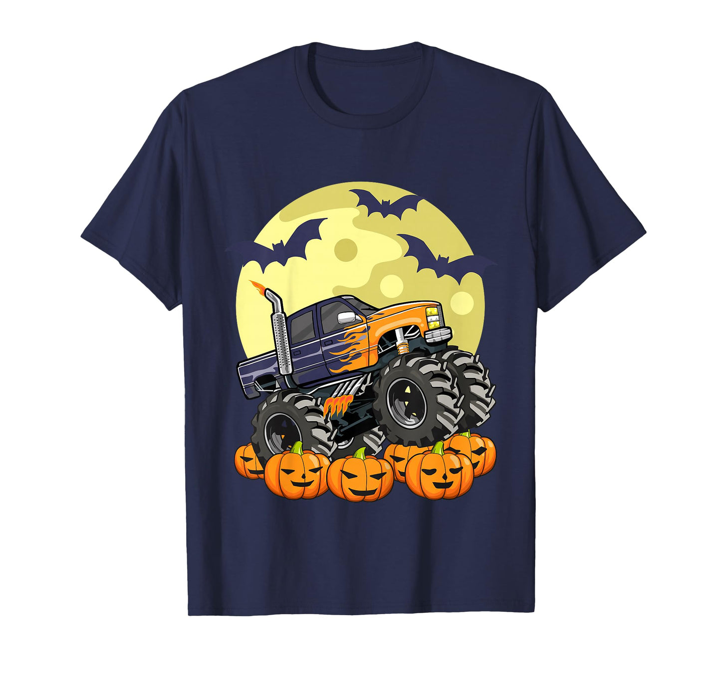Kids Monster Truck Halloween Jack O Lantern Moon Pumpkin Toddler T-Shirt
