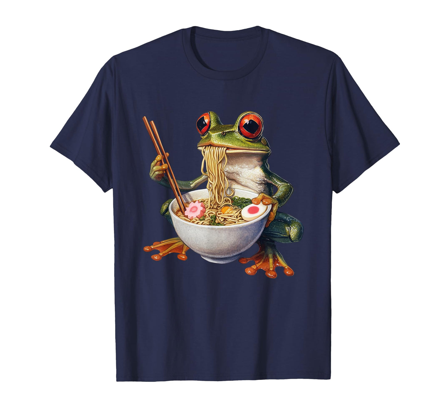Frog Japanese Eating Ramen Japan Kawaii Funny Anime Graphic T-Shirt