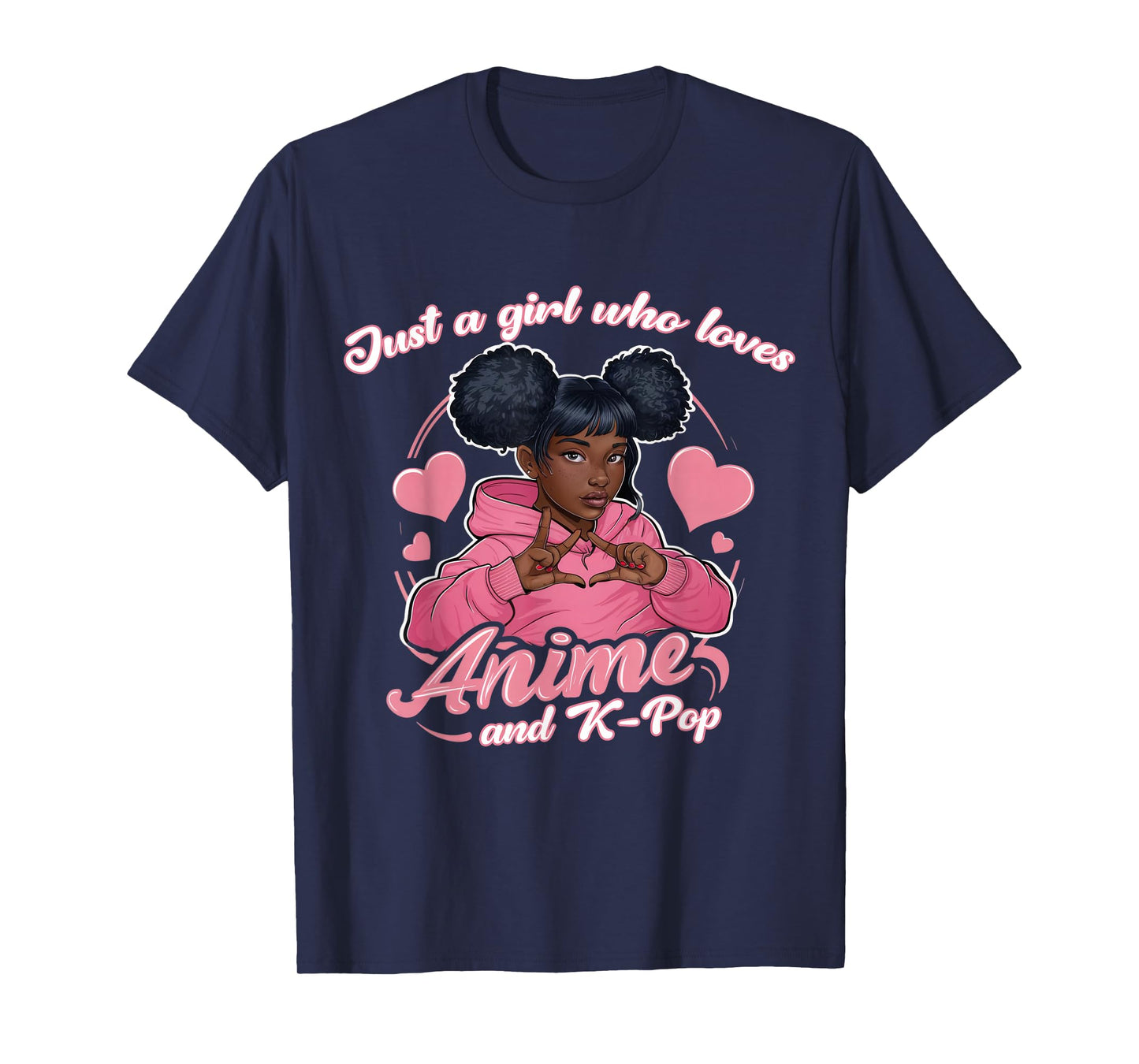 Just A Girl Who Loves Anime And K-Pop African American Afro T-Shirt