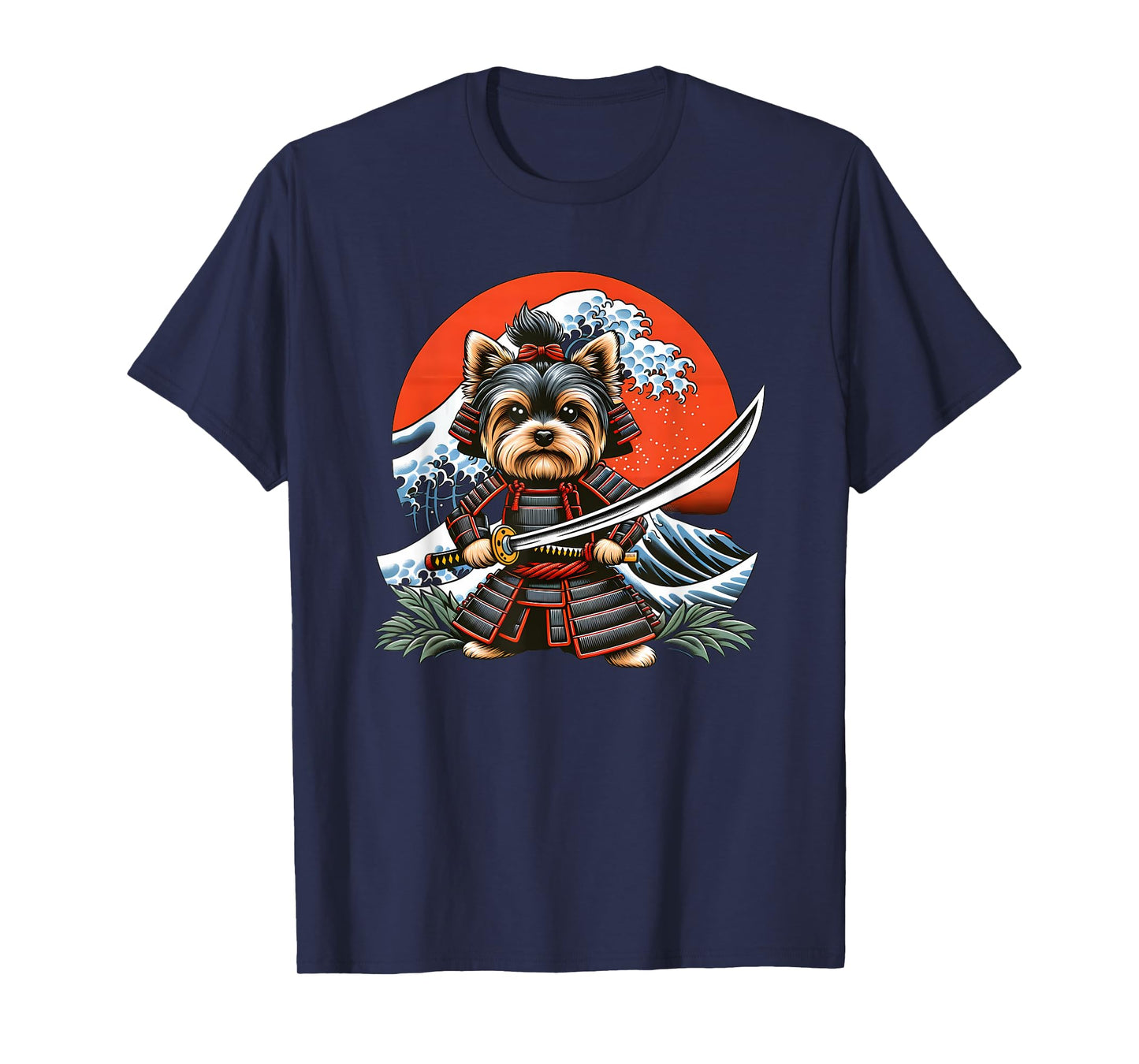 Otaku Yorkie dog Samurai Men Women Girls Kids T-Shirt