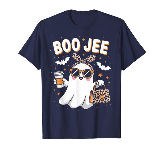 Boo JEE Coquette Leopard Boujee Halloween Ghost T-Shirt