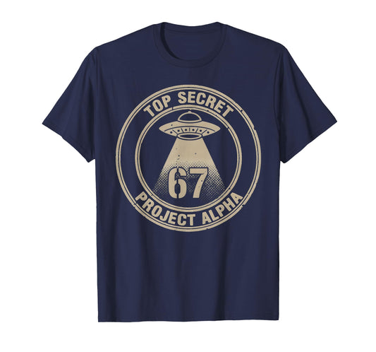 Gen Alpha Slang Kids 67 Meme Six Seven Humor UFO Area 67 T-Shirt