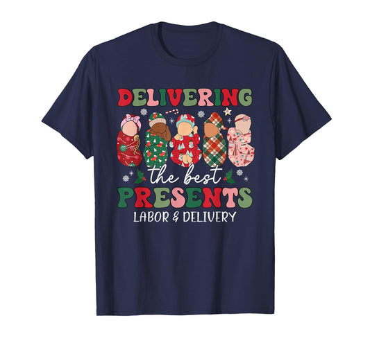 Delivering The Best Presents Labor Delivery Nurse Christmas T-Shirt
