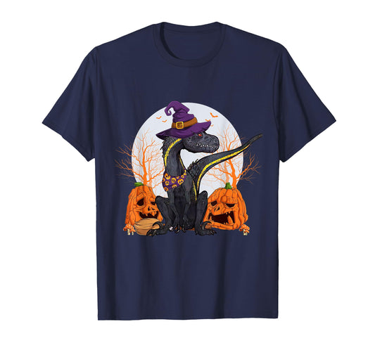 Indoraptor Halloween Cute Dinosaur and Pumpkin Funny Raptor T-Shirt