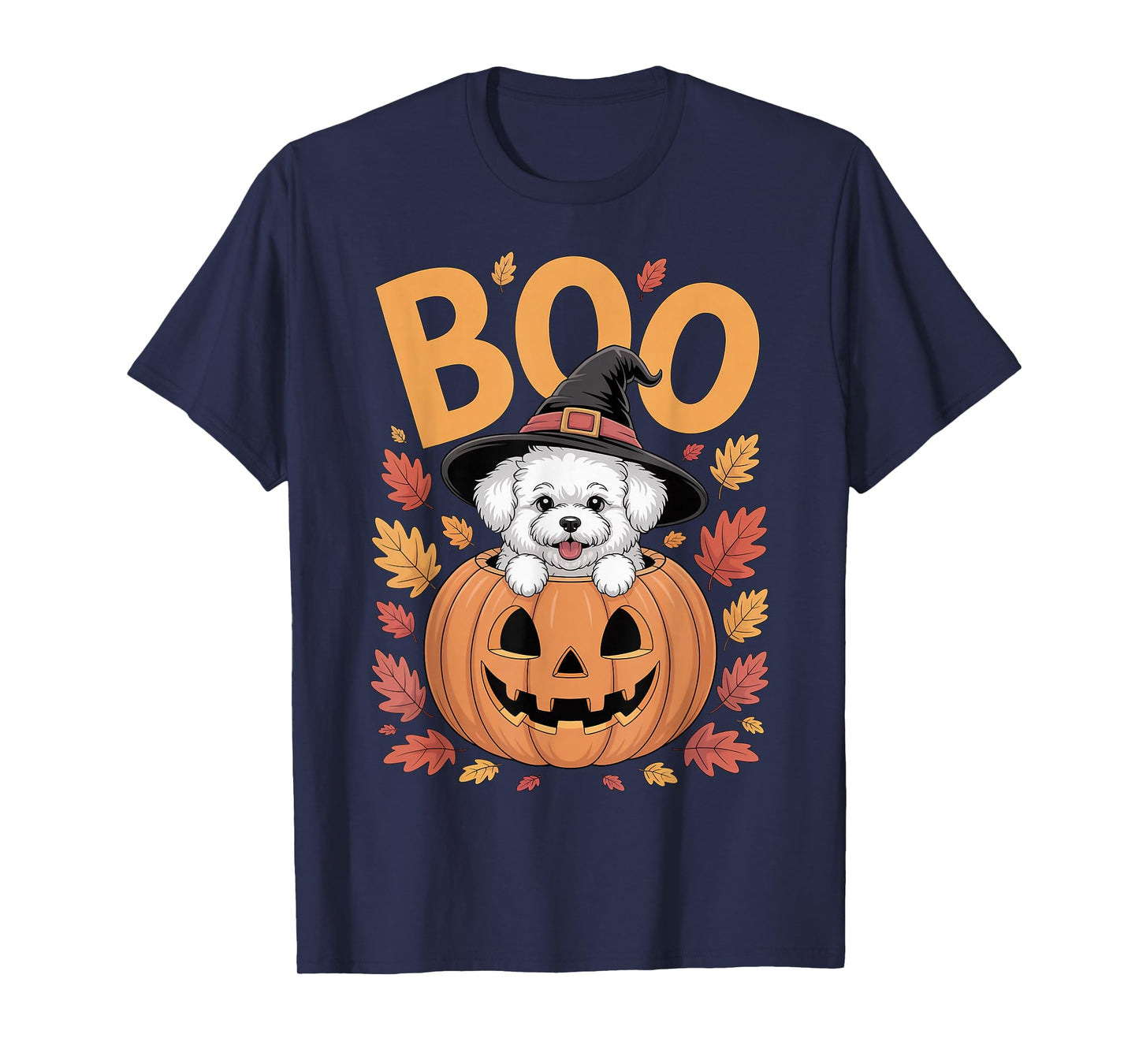 Bichon Costume on Pumpkin Halloween Bichon Frise T-Shirt