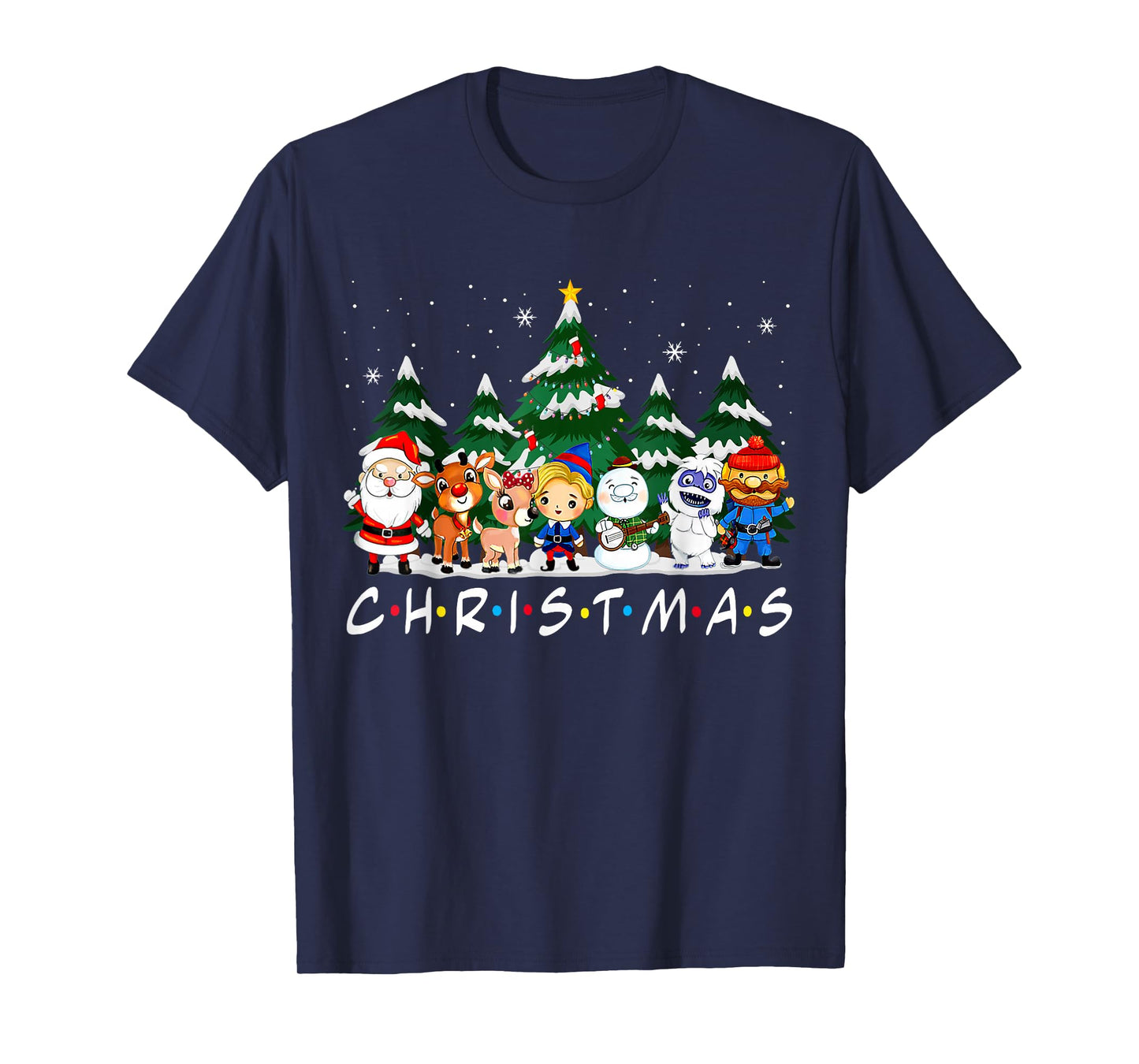 Friends Christmas Santa Rudolph Snowman Family Pajama Xmas T-Shirt