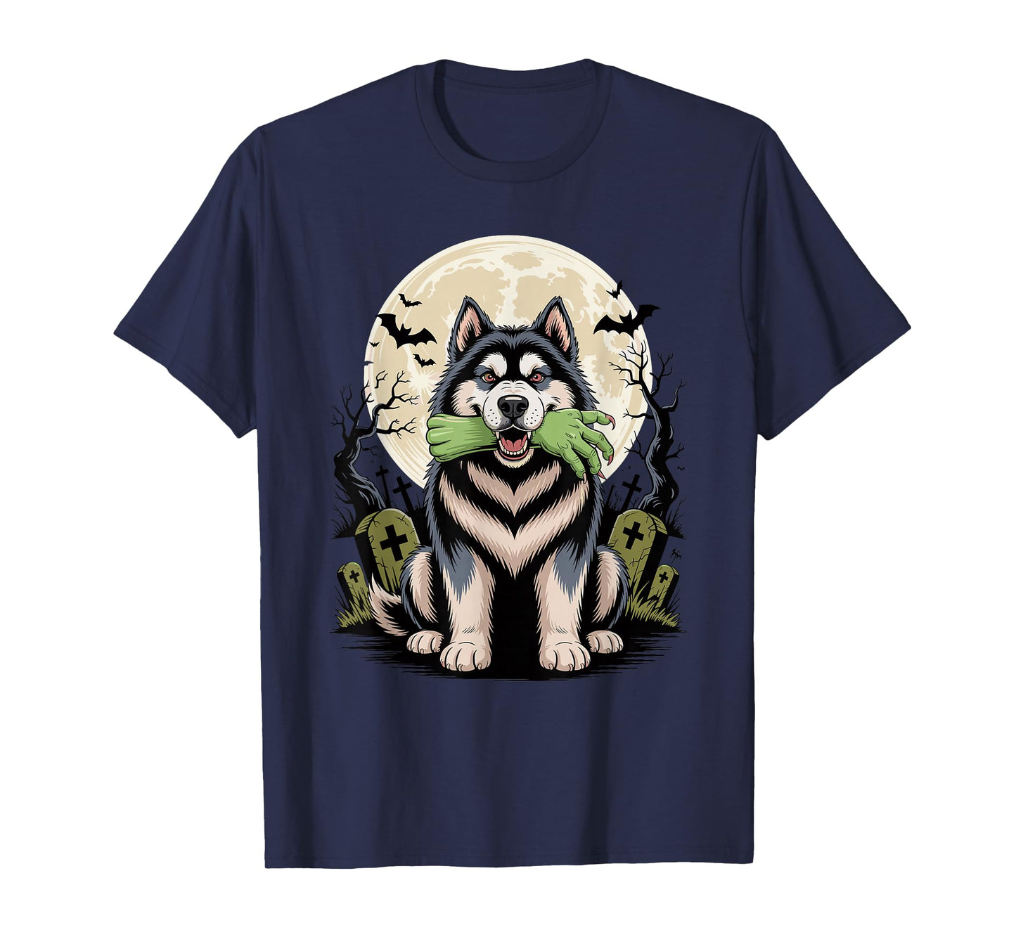 Halloween Moon Zombie Hand Alaskan Malamute T-Shirt