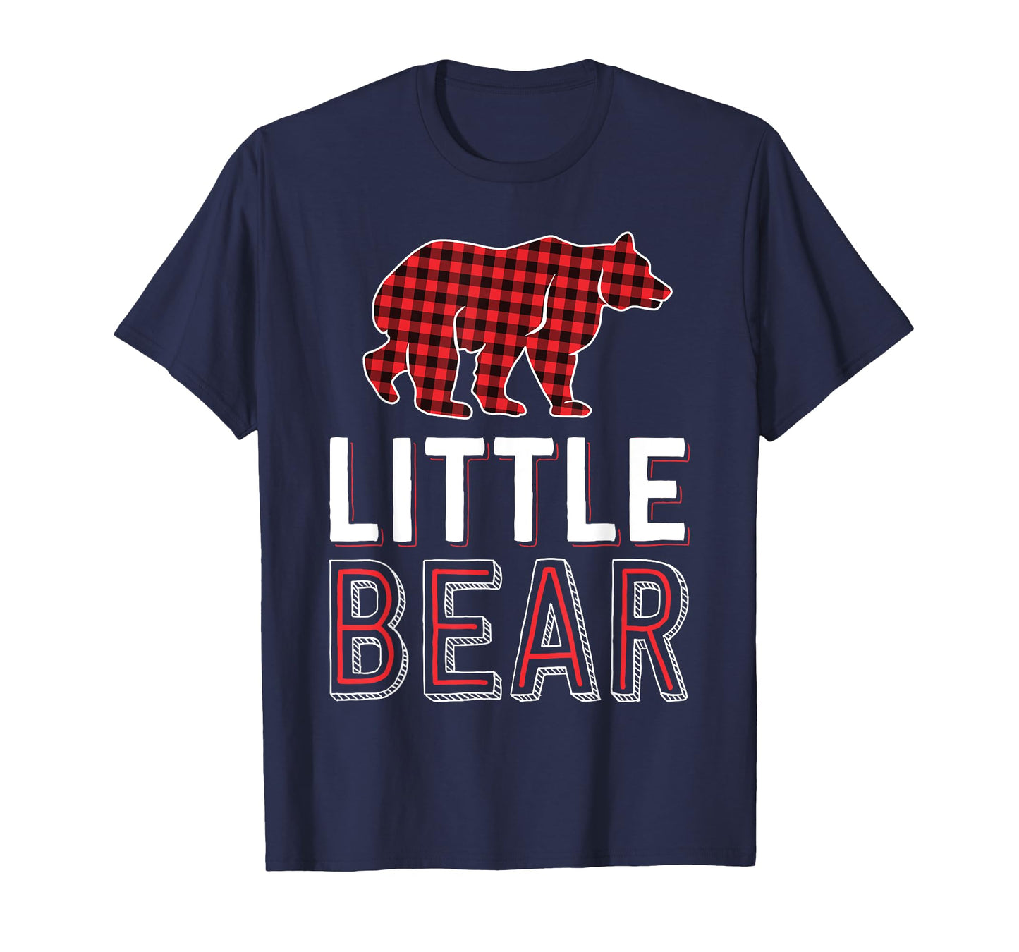 Little Bear Kid Red Buffalo Plaid Matching Family Christmas T-Shirt