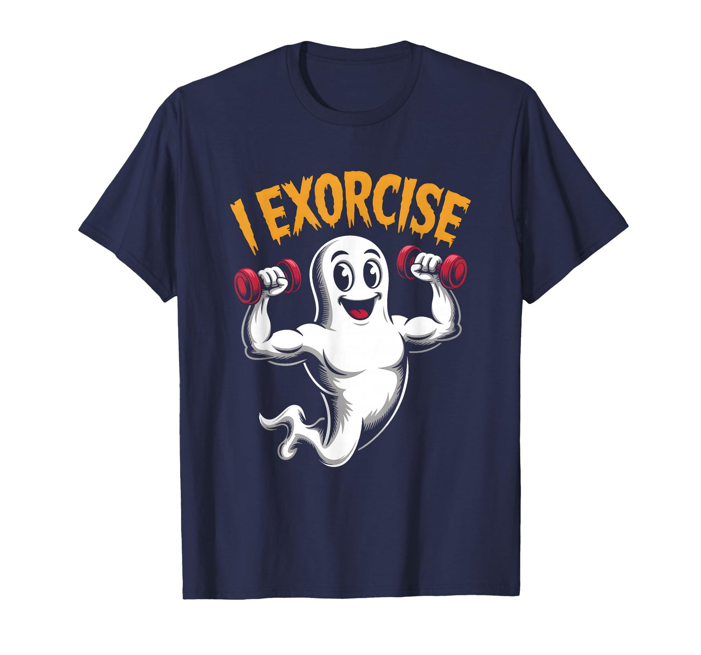 Muscular Ghost I Exorcise Parody Exercise Workout Halloween T-Shirt