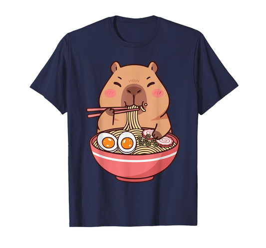 Cute Capybara Ramen Kawaii Kids Boys Girls Cool Anime Teen T-Shirt