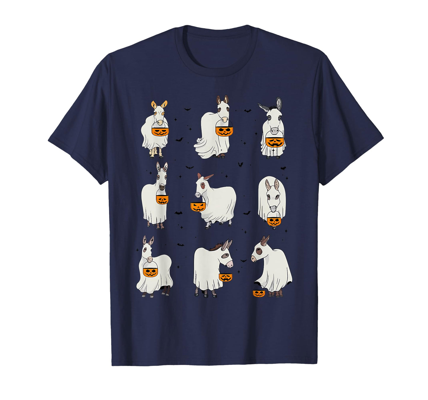 Spooky Donkey Ghost Halloween Donkey Animal Autumn Pumpkin T-Shirt