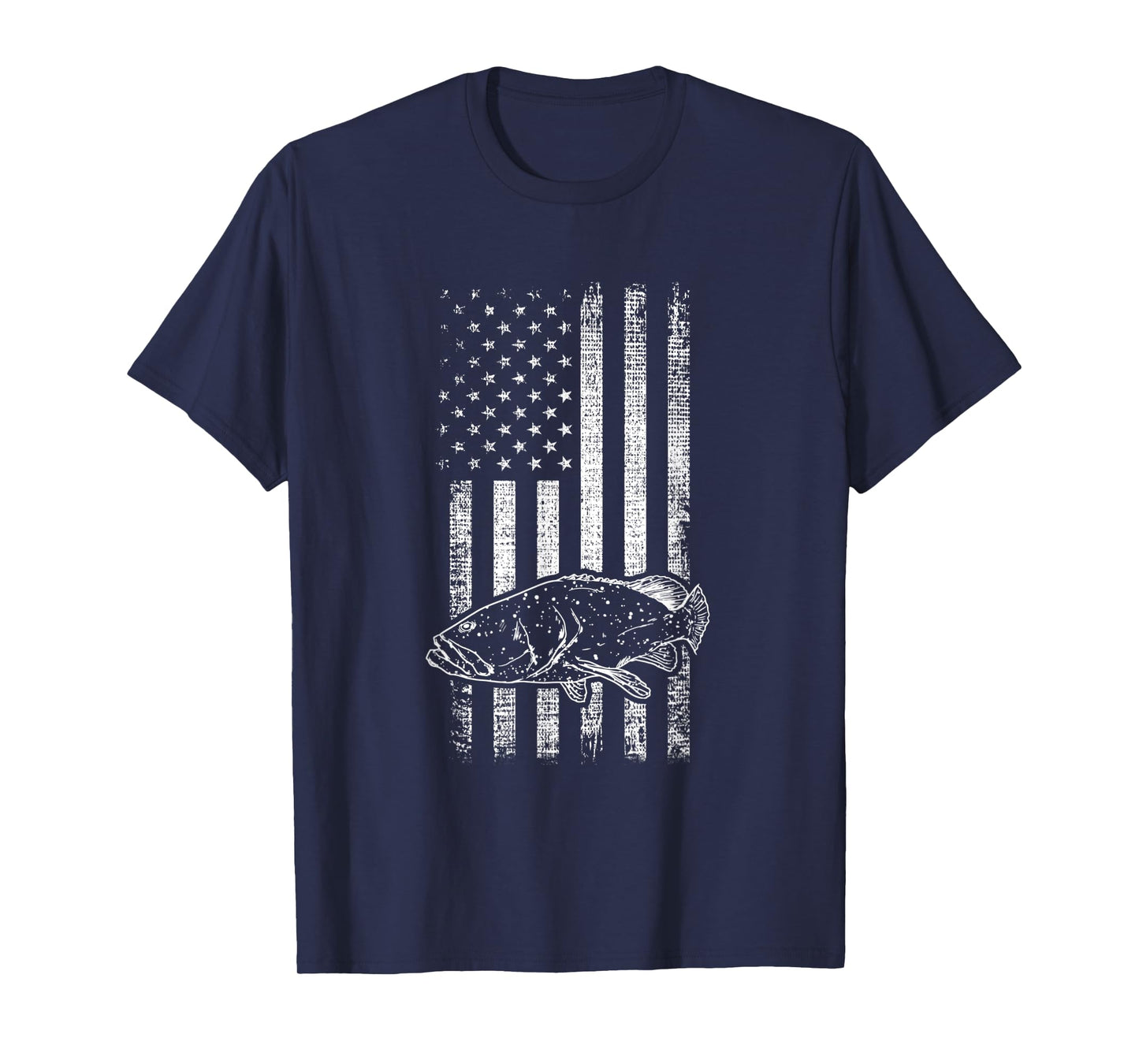 Goliath Grouper Giant Grouper deepsea fishing USA Flag T-Shirt
