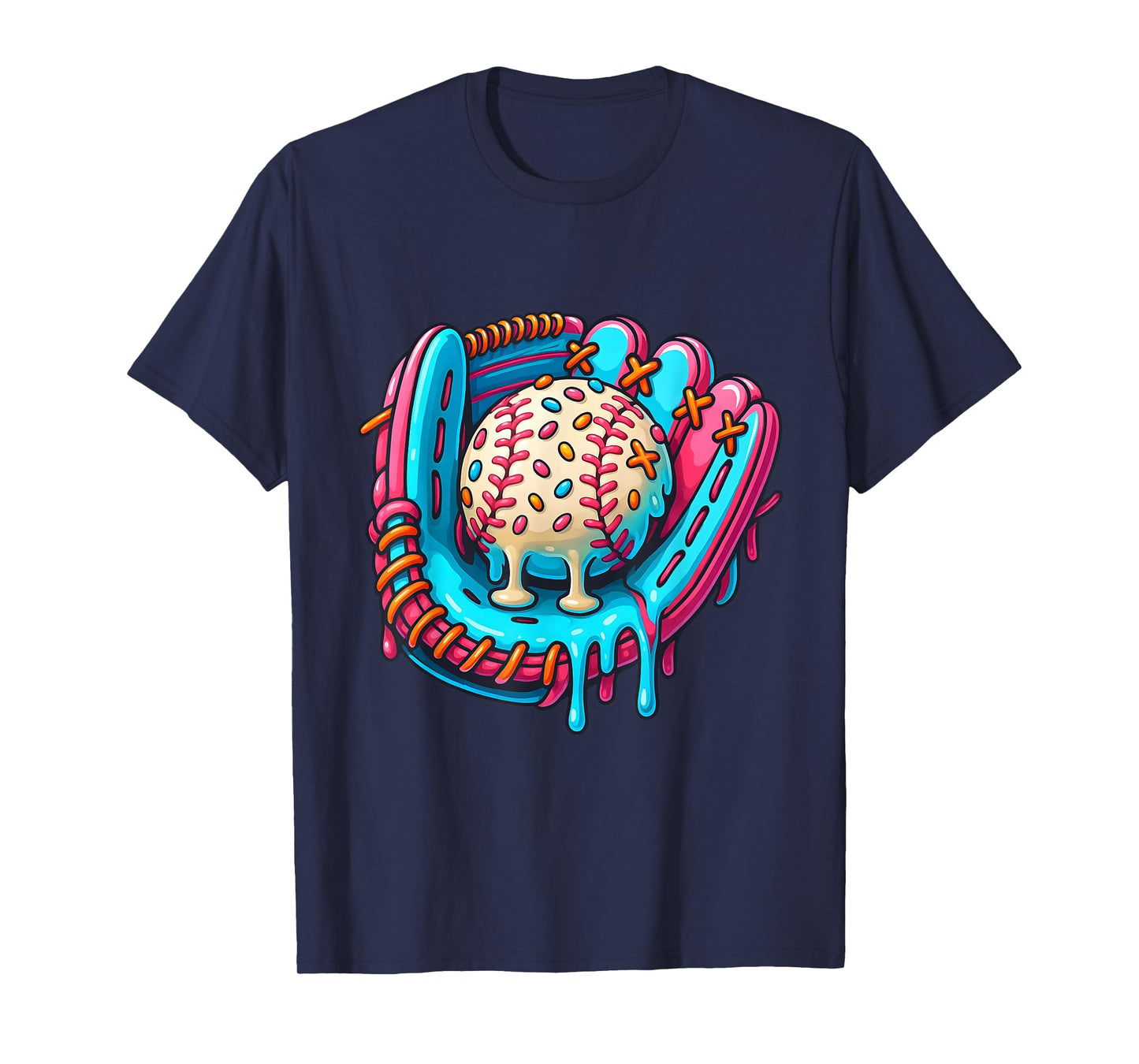Cool Dripping Baseball Art Melting Sports Illustration Candy T-Shirt