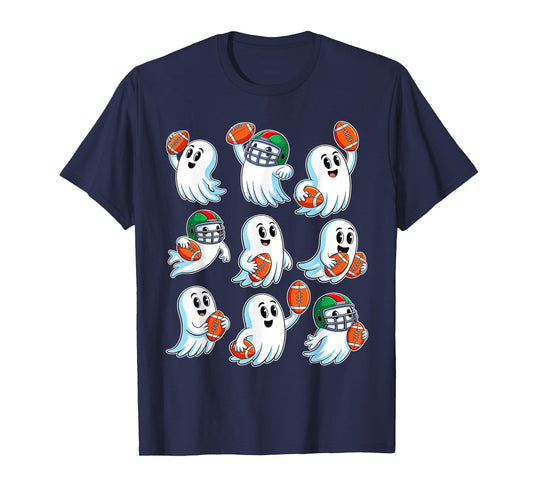Boo Ghost Halloween Football Happy Halloween Football Lover T-Shirt