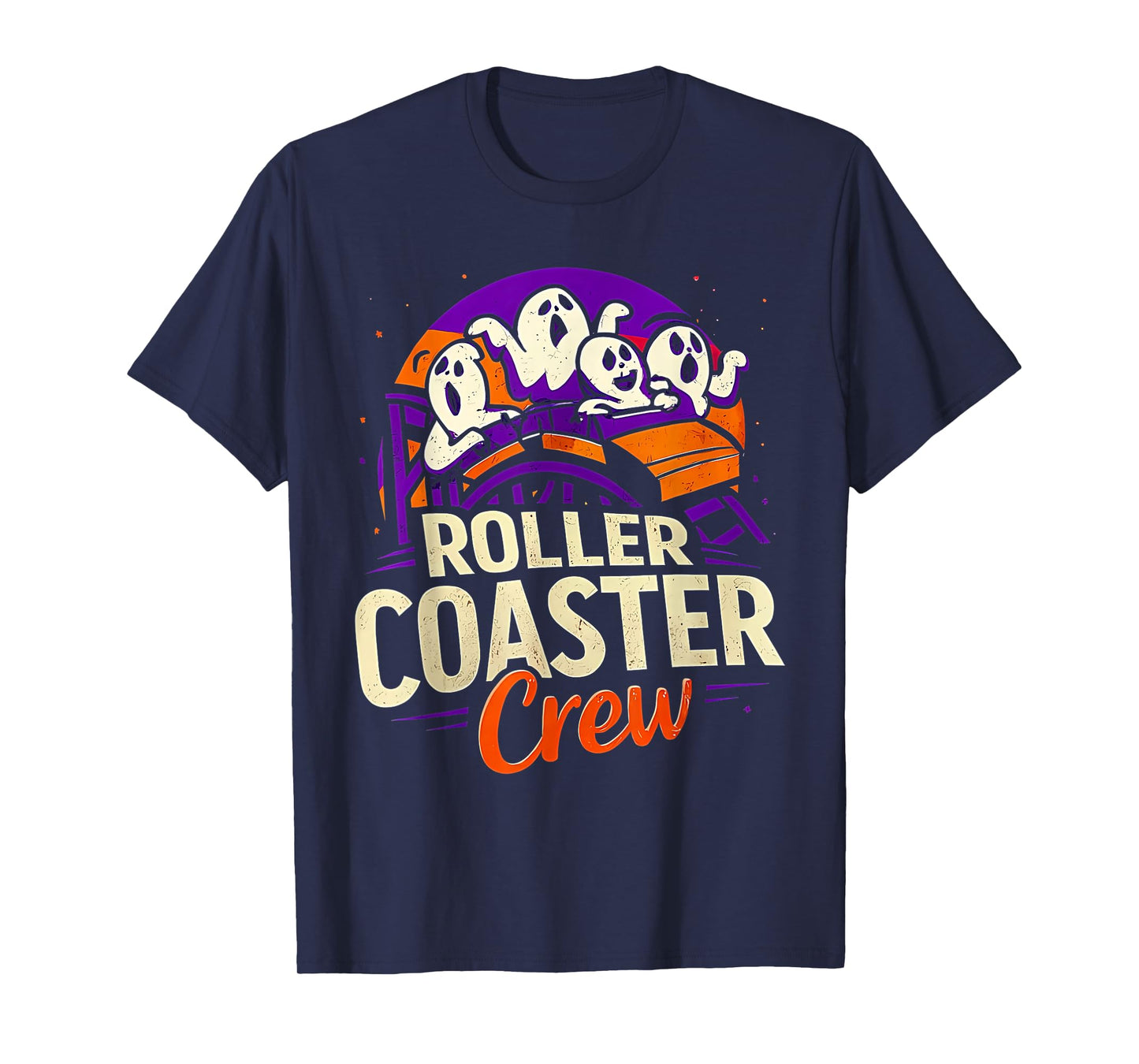 Roller Coaster Boo Crew Funny Halloween Ghost Amusement Park T-Shirt