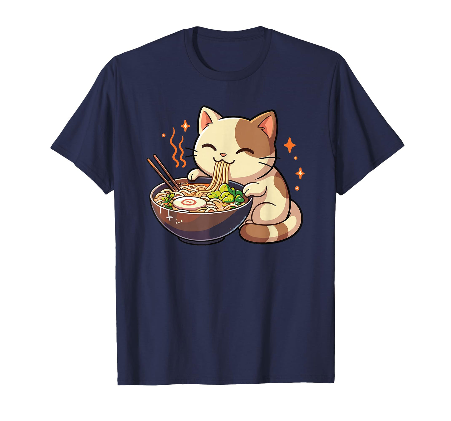 Cat with Noodles Ramen Kawaii Cat T-Shirt