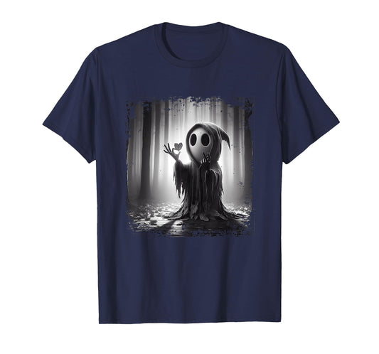 Scary Face Horror Poster Halloween Ghost Heart Shape Finger T-Shirt