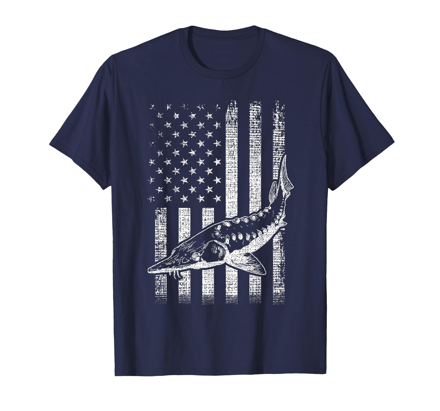 Retro vintage American Sturgeon flag distressed fisherman T-Shirt