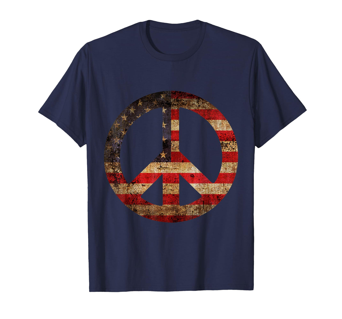 Vintage US American Flag Peace Sign 4th of July T-Shirt