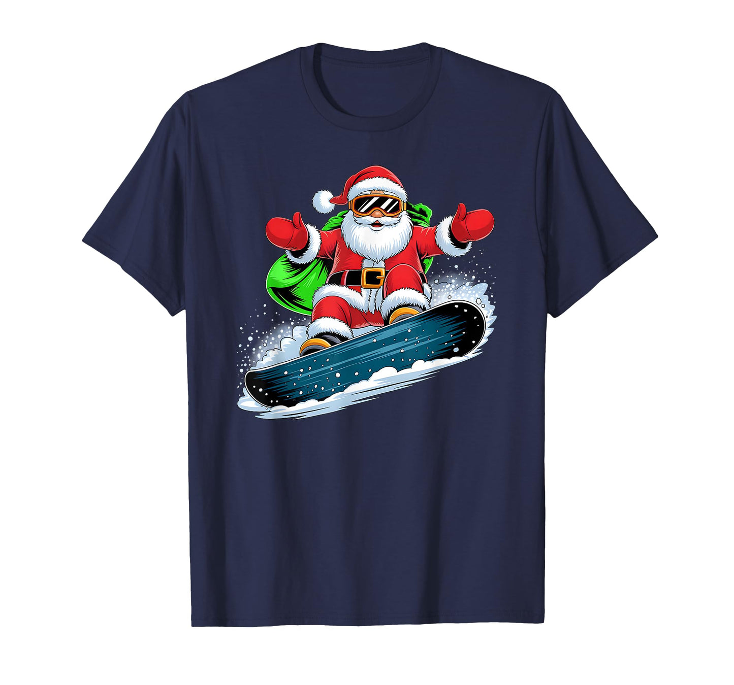 Santa Snowboarding Christmas for Boys Kids Xmas Pajamas T-Shirt