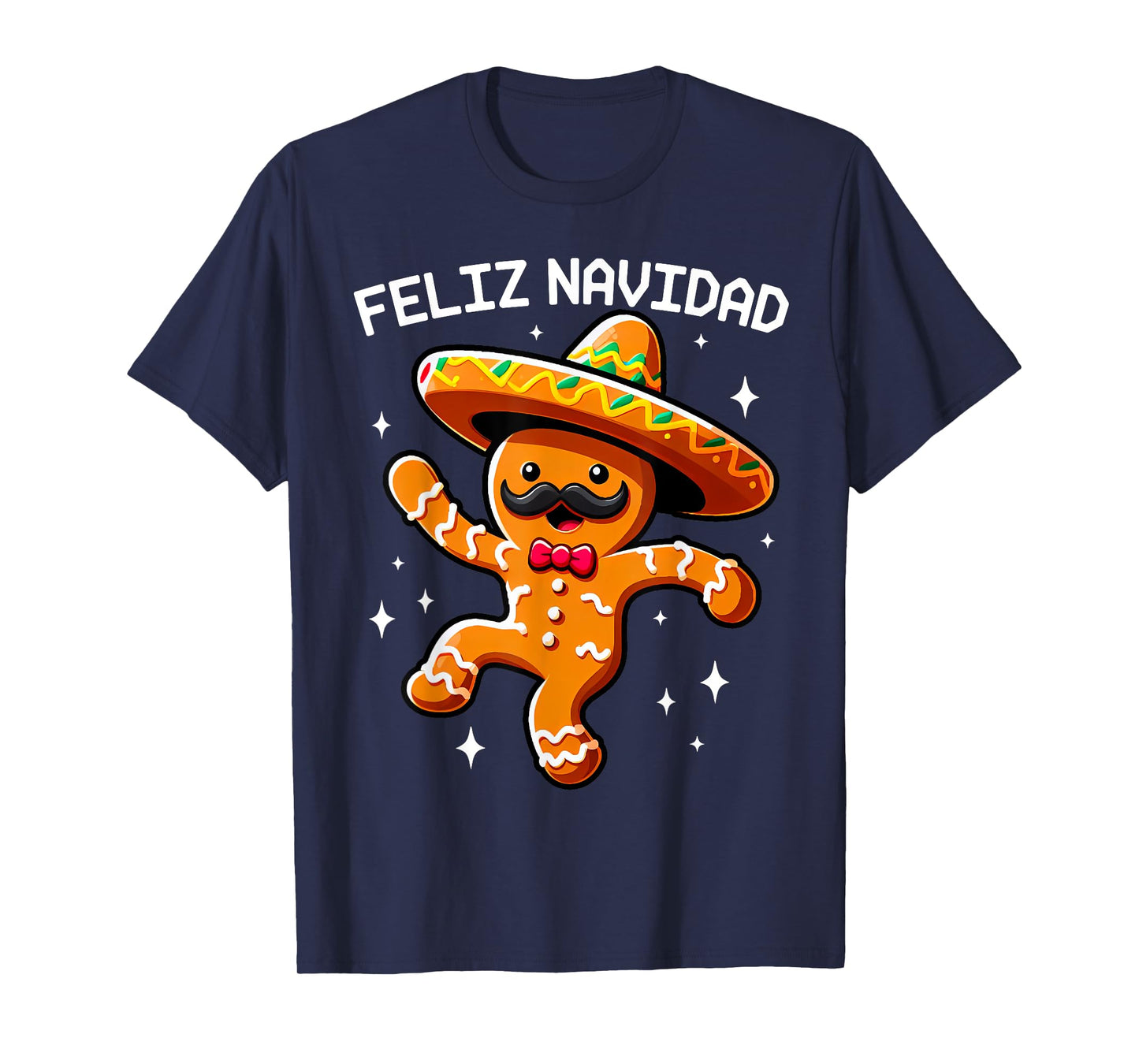 Feliz Navidad Mexican Gingerbread with Sombrero Christmas T-Shirt
