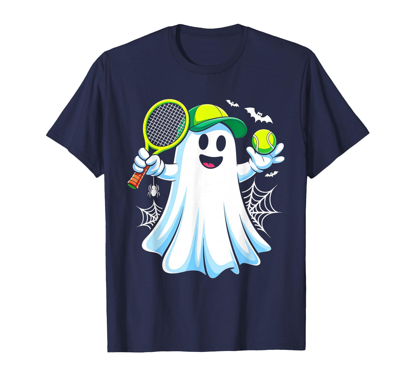 Boo Ghost Playing Tennis Funny Halloween Tennis Costume T-Shirt
