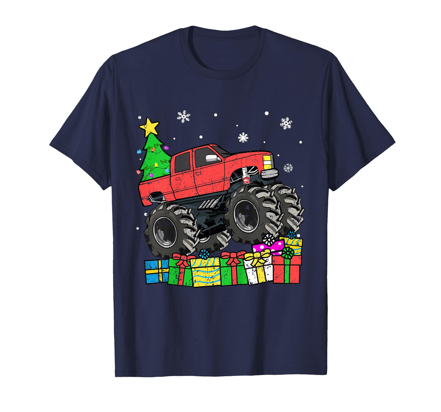 Kids Boys Christmas Monster Truck Kids Merry Christmas Toddler T-Shirt