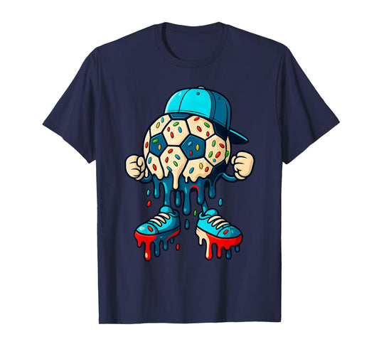 Soccer Ball Drip Ice Cream Character Men Women Girls Kids T-Shirt
