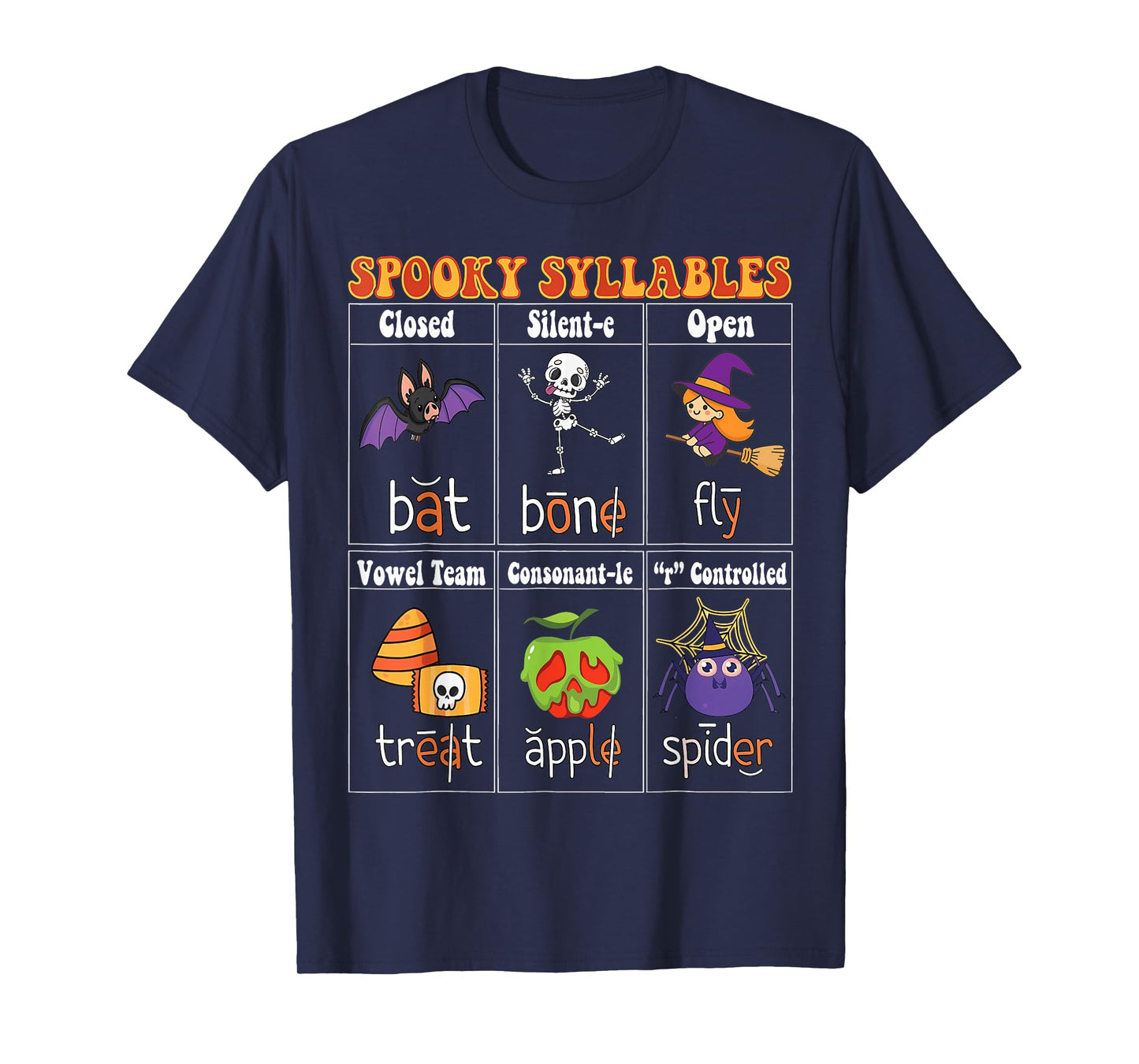 Spooky Syllables Funny Halloween Educational Teachers Kids T-Shirt