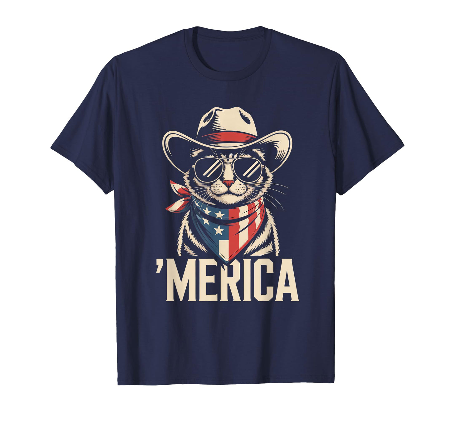 Merica Cat July 4 Independence Day America Patriot T-Shirt