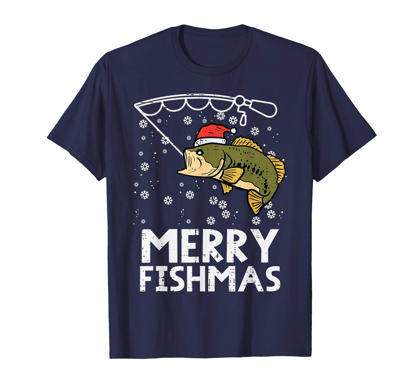 Merry Fishmas Fish Fishing Xmas Christmas Dad Men T-Shirt